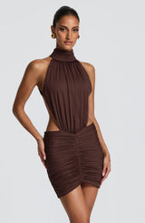 Thekla Mini Dress - Plum Brown Dress Babyboo Fashion Premium Exclusive Design