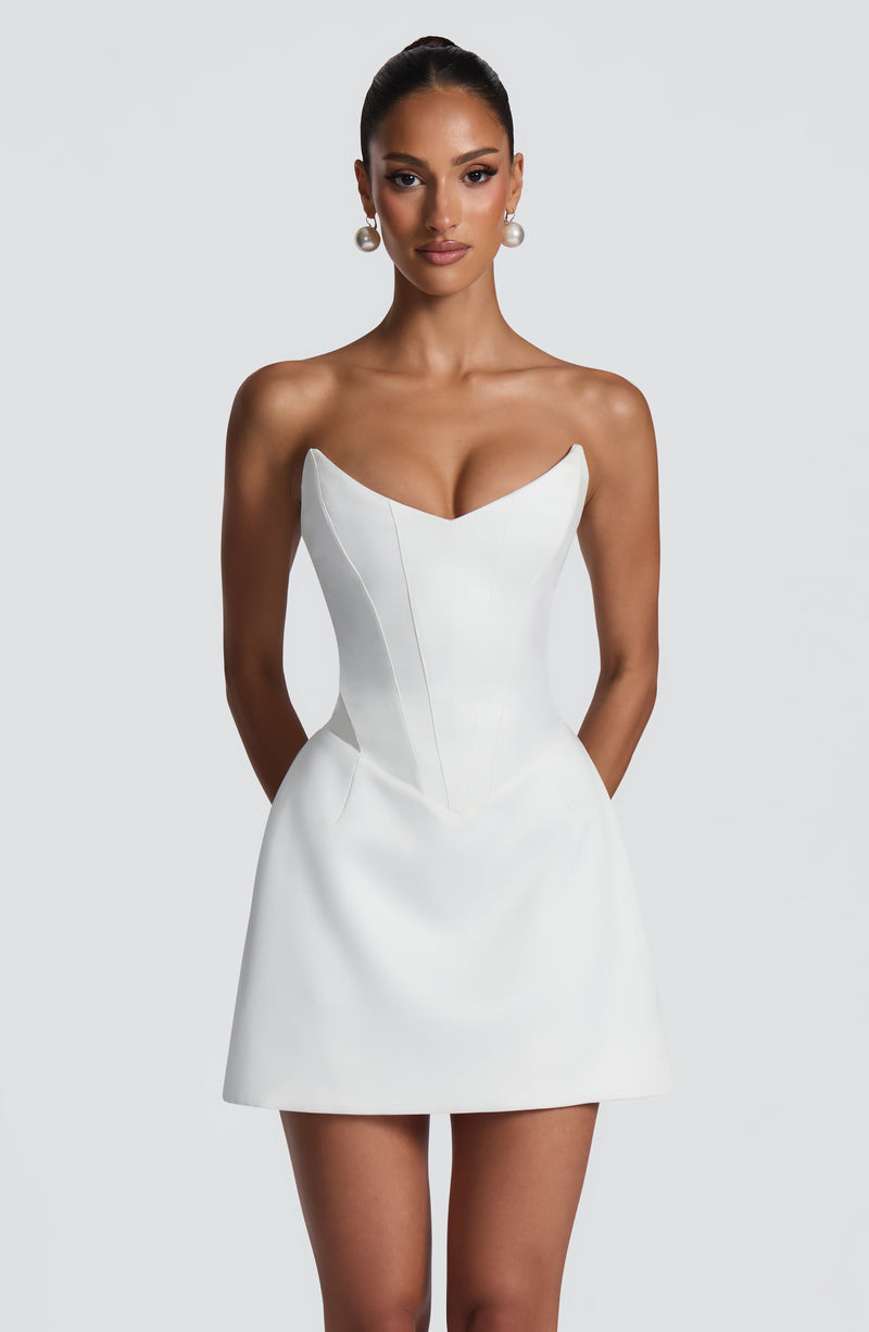 White Mini Dress - Torin Mini Dress - Ivory | Babyboo Fashion