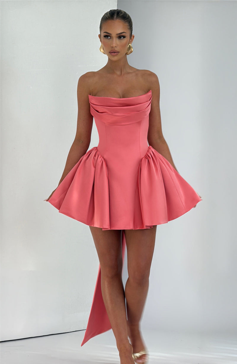 Trinity Mini Dress - Coral Pink: Pink Mini Dress | Babyboo Fashion Trinity Mini Dress - Coral Pink: Pink Mini Dress | Babyboo Fashion