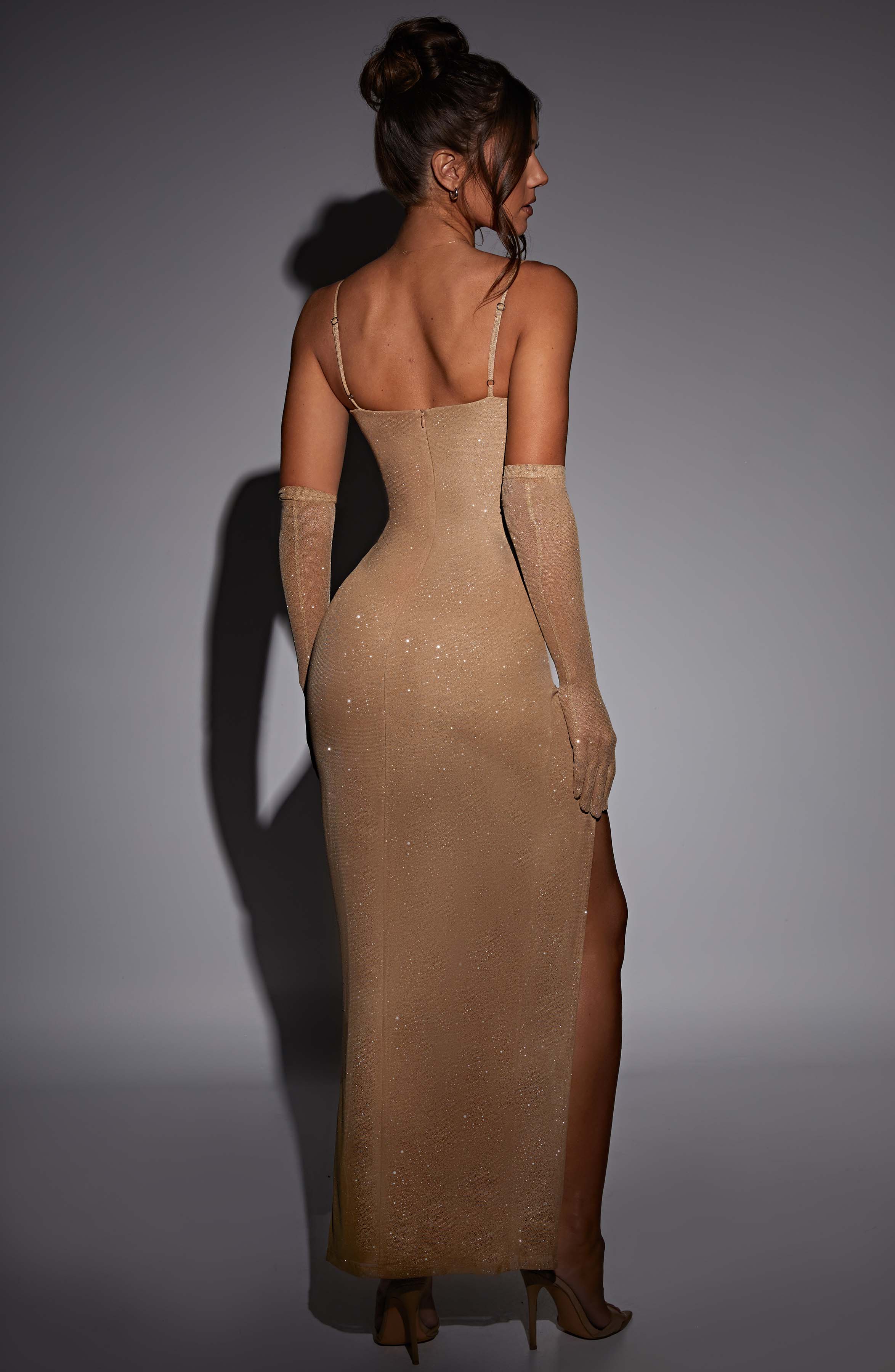 Trina Glitter Maxi Gown (Champagne Gold)