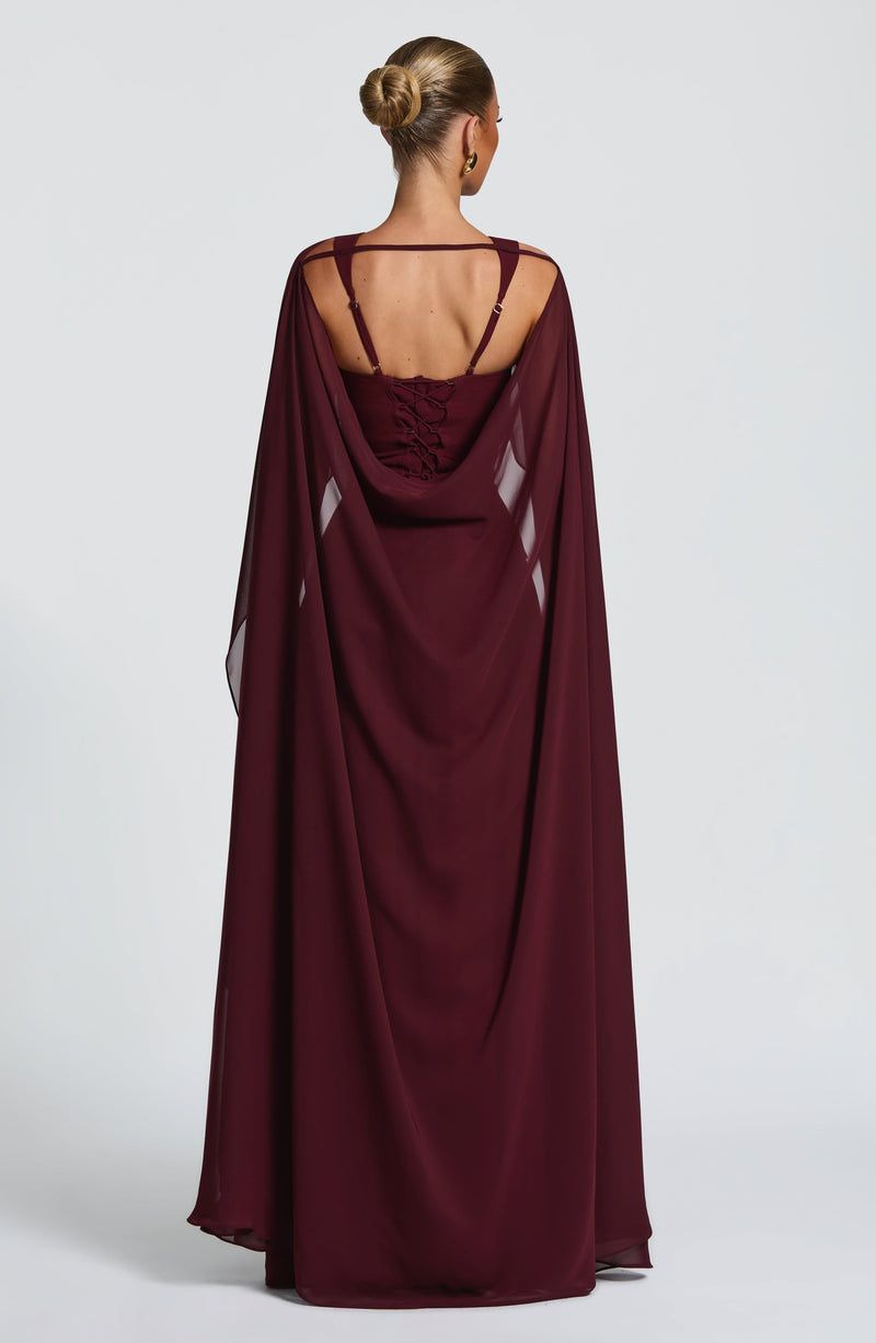 tulsia capelet maxi dress Tullulah Maxi Dress - Cherry Lacquer | Maxi Dress