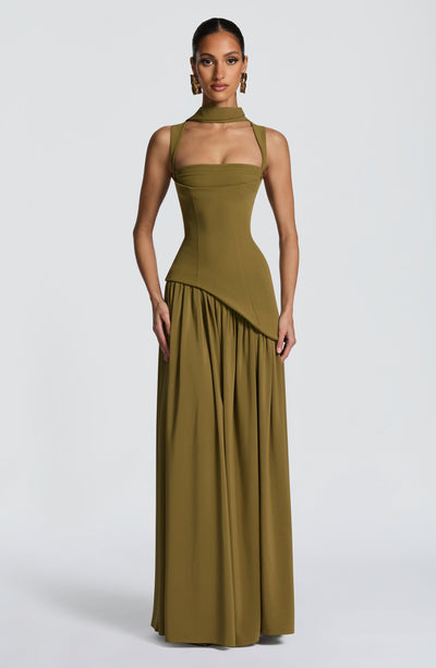 Tullulah Maxi Dress - Deep Olive