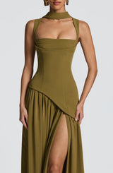 Tullulah Maxi Dress - Deep Olive Dress Babyboo Fashion Premium Exclusive Design