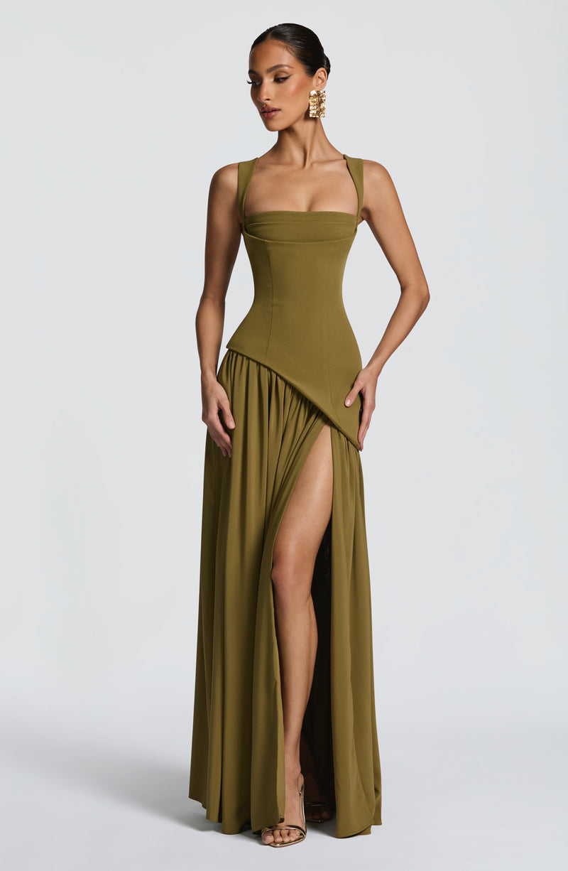 babyboo green dress Tullulah Maxi in Deep Olive Size S Ayla Scarf sold separately. RED-SEQUIN Options:Suit Black Quinceanera Dresses –