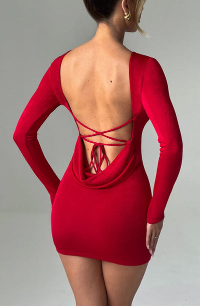 mini red backless dress Need Your Heart Red Sequin Backless Bow Mini Dress