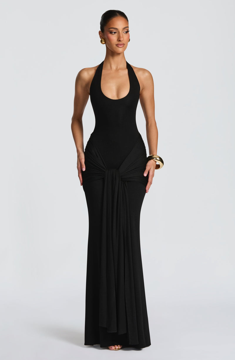 fitted lace wedding dress Black Lace Maxi Dress main image 0