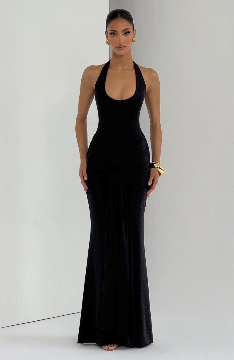 knee length dresses for ladies Benedetta Pink Maxi Dress | Halterneck, Open Back &