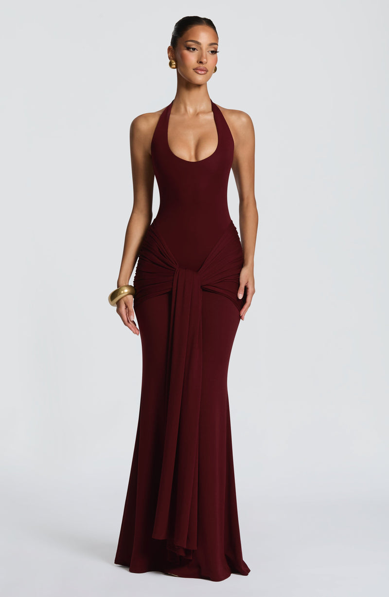 Veneda Maxi Dress in Cherry Lacquer | Babyboo Fashion