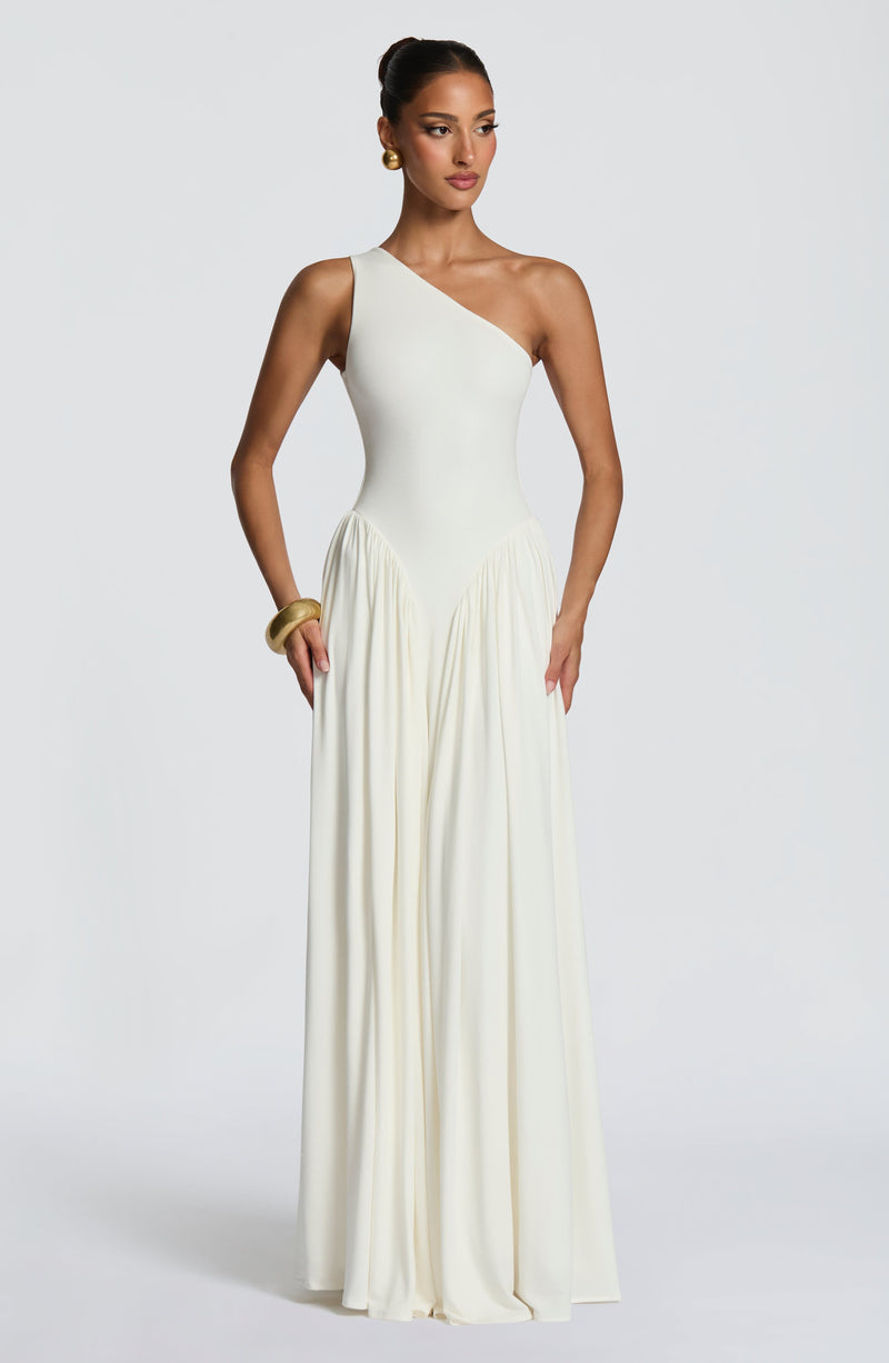 White Maxi Dress - Vespera Maxi Dress - Ivory | Babyboo Fashion