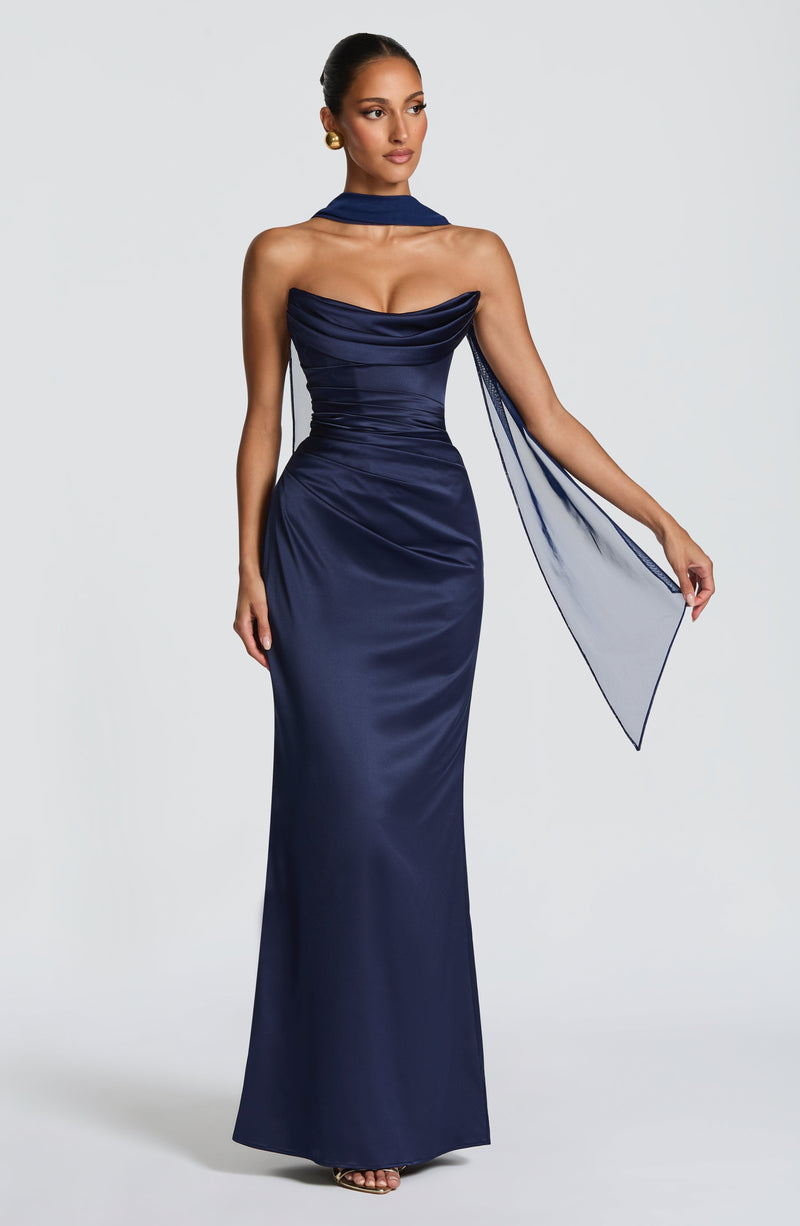 Navy Maxi Dress - Vessa Maxi Dress by Babyboo Fashion Navy Maxi Dress - Vessa Maxi Dress by Babyboo Fashion