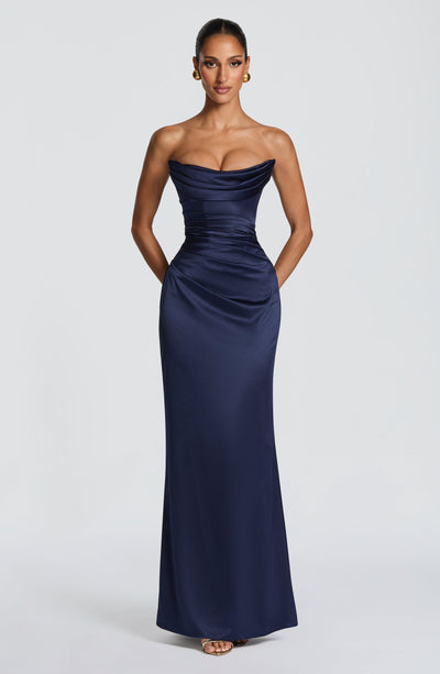 Navy Maxi Dress - Vessa Maxi Dress by Babyboo Fashion Navy Maxi Dress - Vessa Maxi Dress by Babyboo Fashion