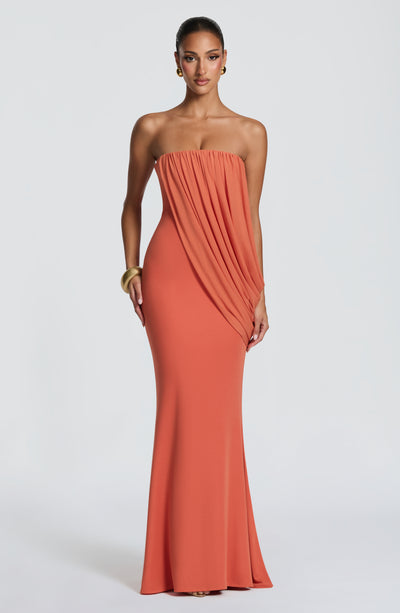 orange strapless maxi dress Vienna Maxi Dress