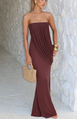 Vienna Maxi Dress - Plum Brown Dress Babyboo Fashion Premium Exclusive Design