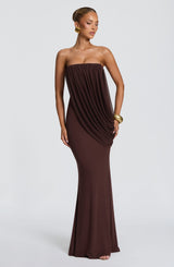 Vienna Maxi Dress - Plum Brown Dress XS Babyboo Fashion Premium Exclusive Design