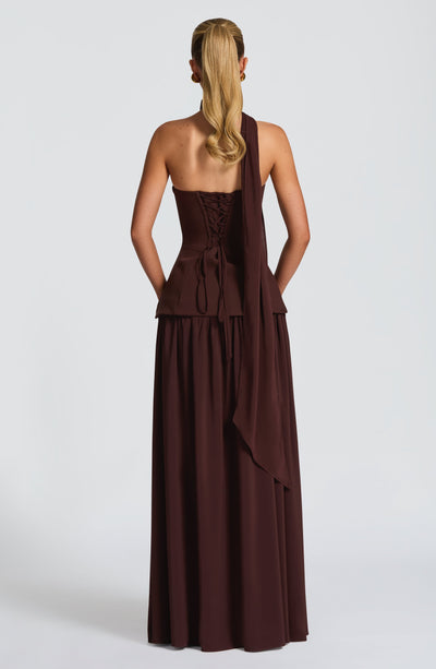 Vietta Maxi Dress - Plum Brown