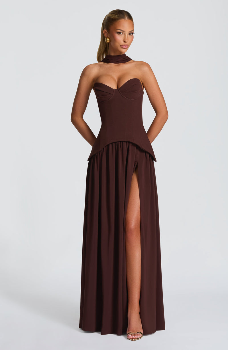 Vietta Maxi Dress - Plum Brown Dress Babyboo Fashion Premium Exclusive Design