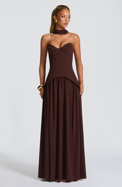 Vietta Maxi Dress - Plum Brown