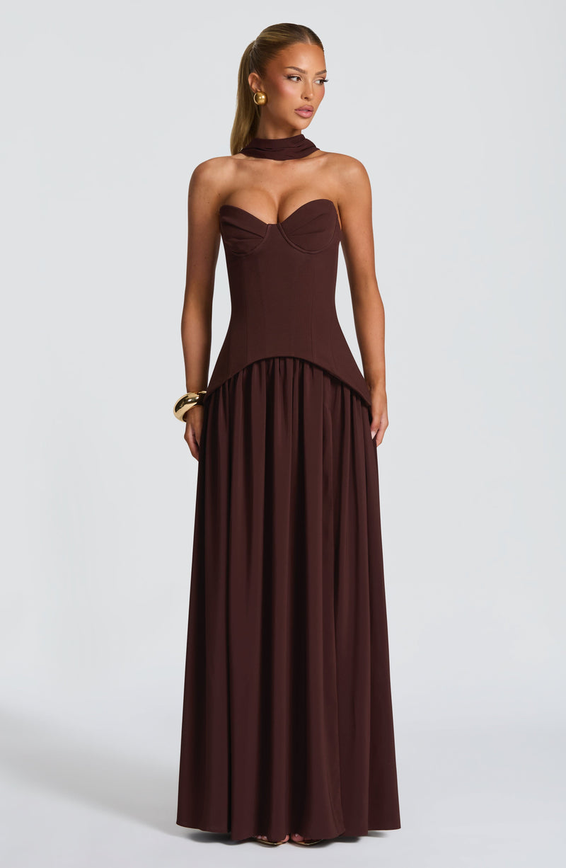 Vietta Maxi Dress - Plum Brown Dress Babyboo Fashion Premium Exclusive Design