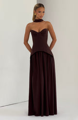 Vietta Maxi Dress - Plum Brown Dress Babyboo Fashion Premium Exclusive Design
