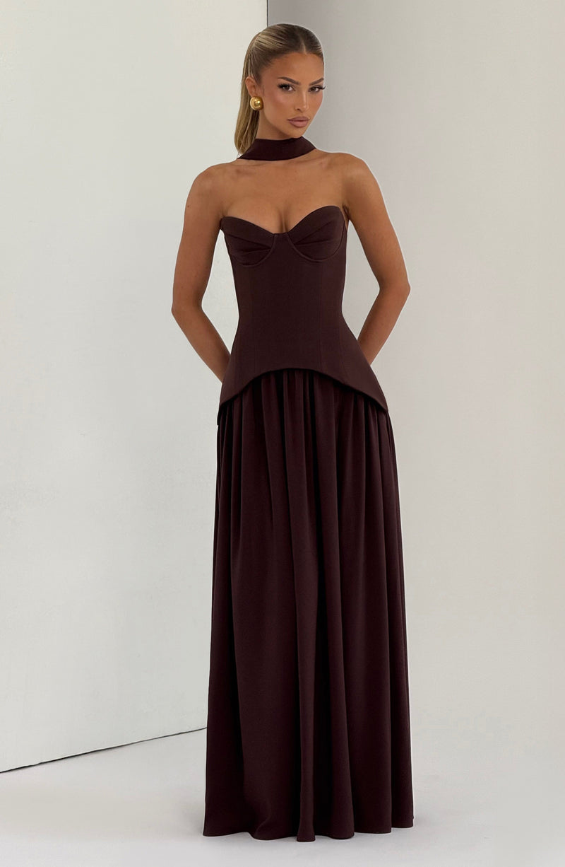 Vietta Maxi Dress - Plum Brown Dress Babyboo Fashion Premium Exclusive Design