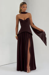 Vietta Maxi Dress - Plum Brown Dress Babyboo Fashion Premium Exclusive Design