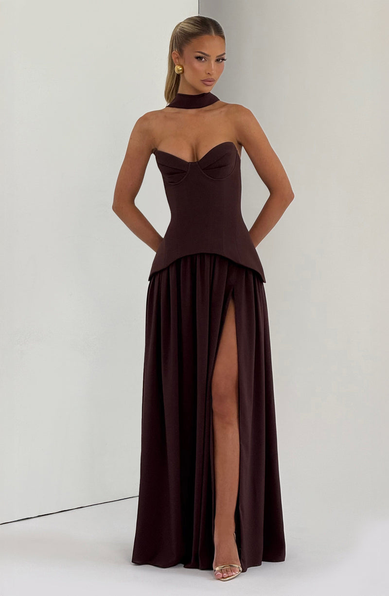 Vietta Maxi Dress - Plum Brown Dress Babyboo Fashion Premium Exclusive Design