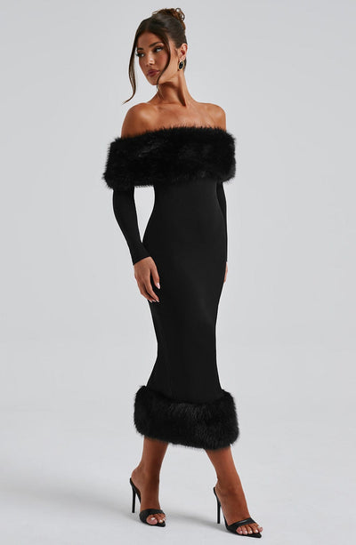 Vittoria Midi Dress-Black Babyboo Fashion Vittoria Midi Dress-Black Babyboo Fashion