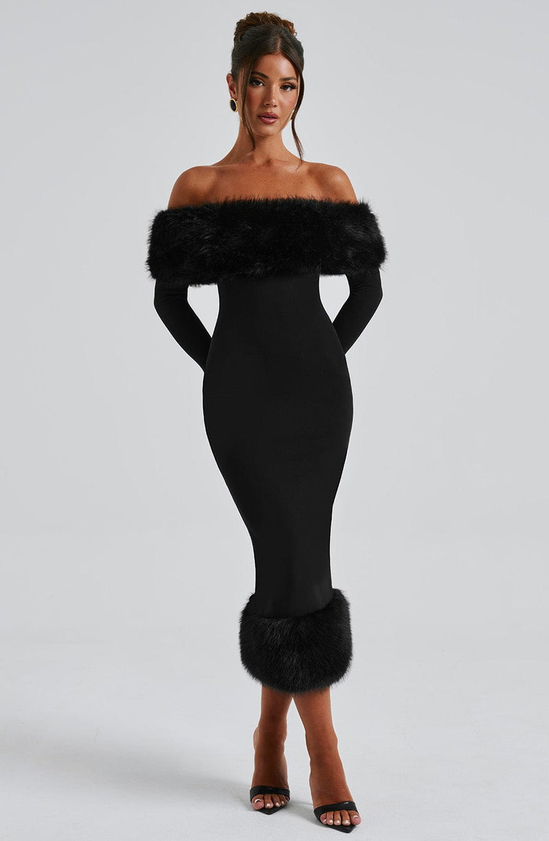 bebe black dress long sleeve Mesh Inset Long Sleeve Midi Dress Black