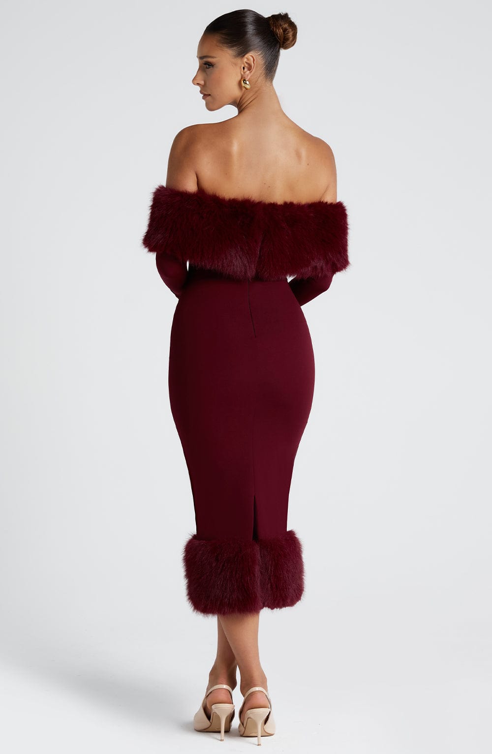 OPERA WINE WOVEN MIDI DRESS