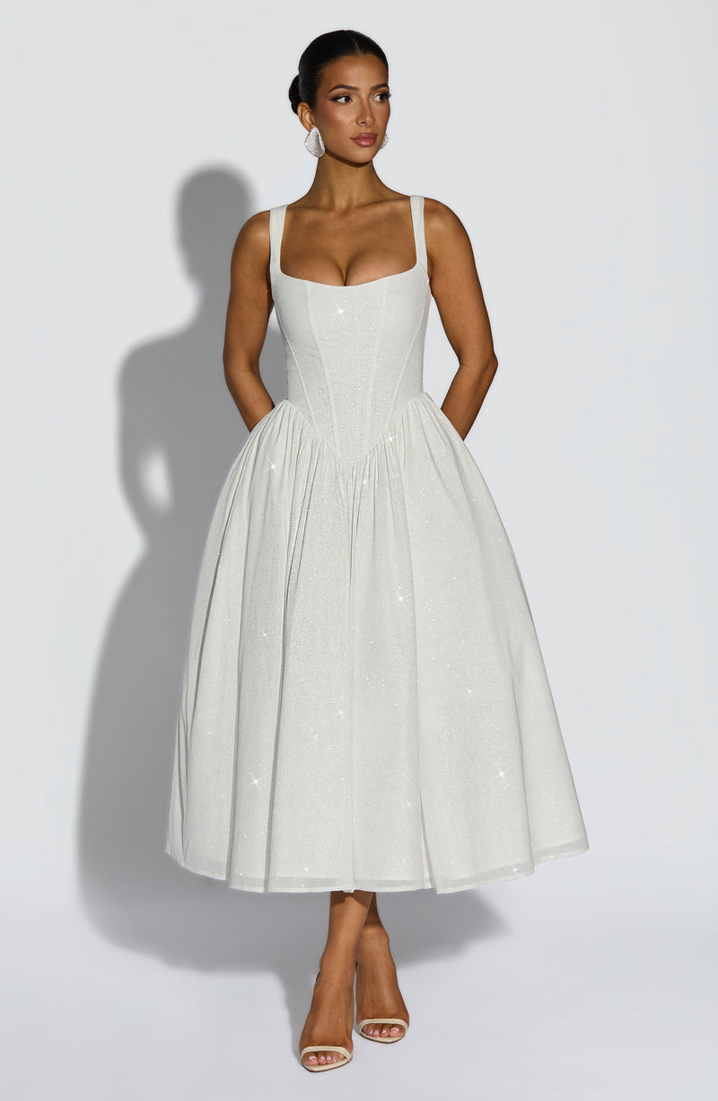 Vivienne Midi Dress - Ivory Sparkle Dress Babyboo Fashion Premium Exclusive Design
