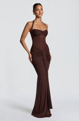 Vixen Maxi Dress - Plum Brown Dress Babyboo Fashion Premium Exclusive Design