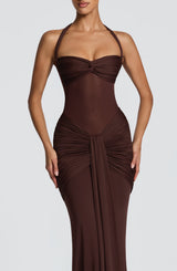 Vixen Maxi Dress - Plum Brown Dress Babyboo Fashion Premium Exclusive Design