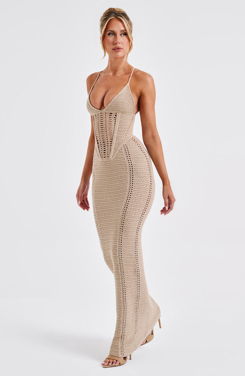 Xanthe Maxi Dress - Beige Dress Babyboo Fashion Premium Exclusive Design