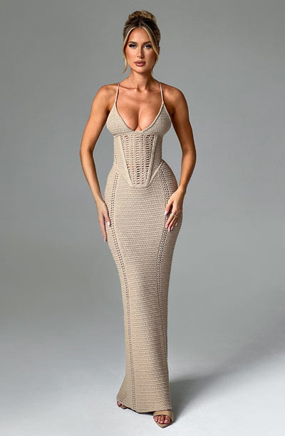 Xanthe Maxi Dress - Beige Dress XS Babyboo Fashion Premium Exclusive Design