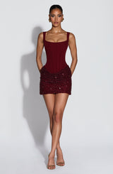 Yeona Mini Dress - Burgundy Dress Babyboo Fashion Premium Exclusive Design