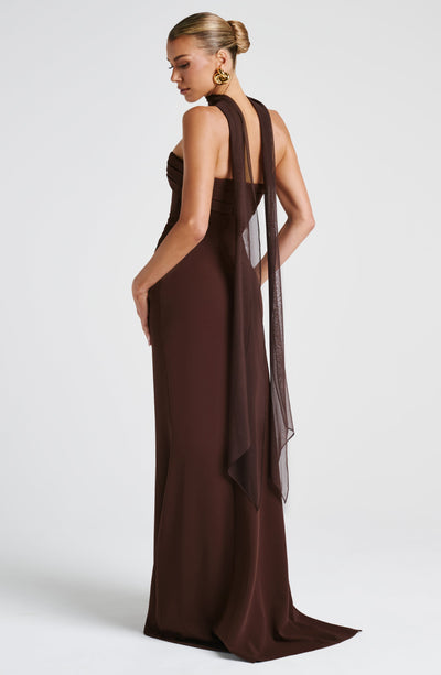 Zafira Maxi Dress - Plum Brown | Strapless Pleated Gown Zafira Maxi Dress - Plum Brown | Strapless Pleated Gown