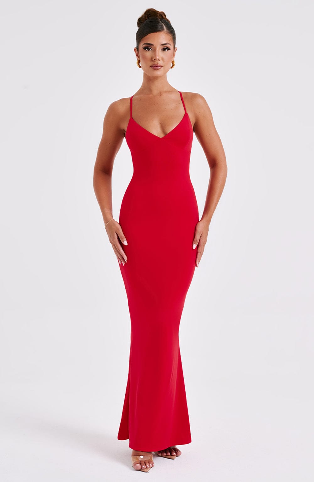 Zelda | Red High-Neck Mini Dress With One-Long Sleeve And Twisted Detail