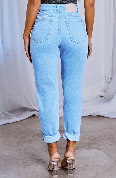 Ali Boyfriend Jeans - Light Blue Jeans Babyboo Fashion Premium Exclusive Design