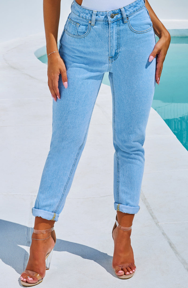 Ali Boyfriend Jeans - Light Blue Jeans Babyboo Fashion Premium Exclusive Design