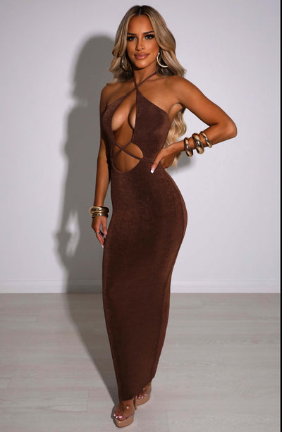 Alondra Maxi Dress - Chocolate Babyboo Fashion Premium Exclusive Design