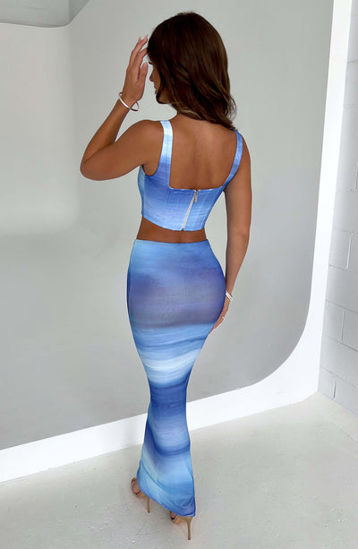 Amber Corset - Blue Haze Print Babyboo Fashion Premium Exclusive Design