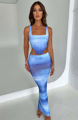 Blair Maxi Skirt - Blue Haze Print Skirt Babyboo Fashion Premium Exclusive Design