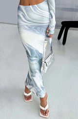 Blair Maxi Skirt - Grey Haze Print Skirt XS Babyboo Fashion Premium Exclusive Design