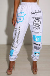 Bossy Graphic Trackpant - Blue Pants Babyboo Fashion Premium Exclusive Design