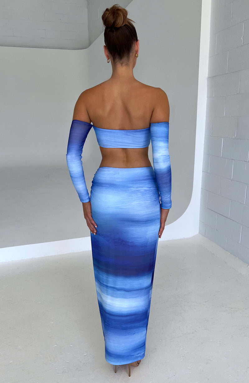 Brynn Maxi Skirt - Blue Haze Print Skirt Babyboo Fashion Premium Exclusive Design