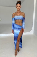 Brynn Maxi Skirt - Blue Haze Print Skirt Babyboo Fashion Premium Exclusive Design