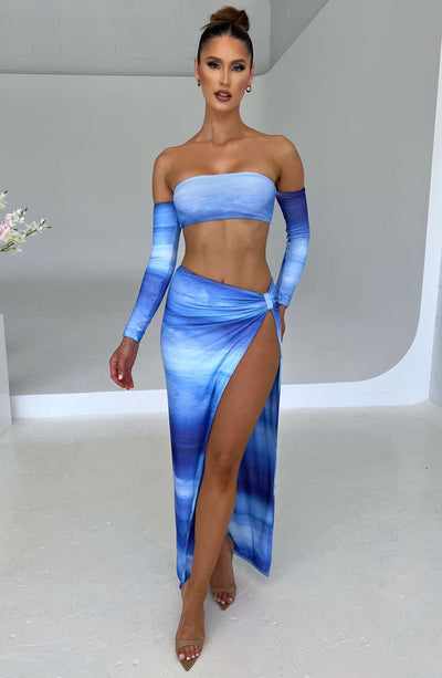 Brynn Maxi Skirt - Blue Haze Print Skirt XS Babyboo Fashion Premium Exclusive Design