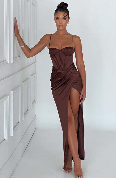 Despina Maxi Dress - Chocolate Dress XS Babyboo Fashion Premium Exclusive Design
