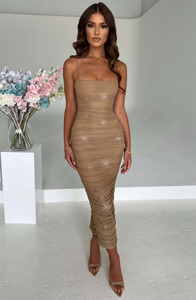 Gracie Maxi Dress - Gold Sparkle Dress Babyboo Fashion Premium Exclusive Design