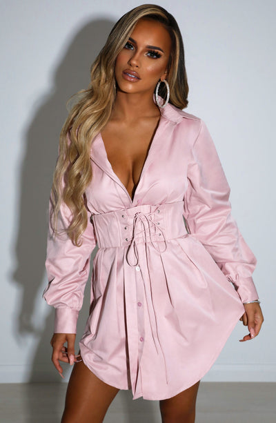 Lenette Shirt Dress - Dusty Pink Dress Babyboo Fashion Premium Exclusive Design